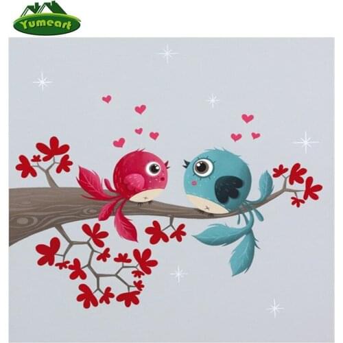 YUMEART Lover Birds Animals Diamond Painting Cross Stitch Handcraft Diamond Mosaic Beads Embroidery Cartoon Bird Love Art Kit