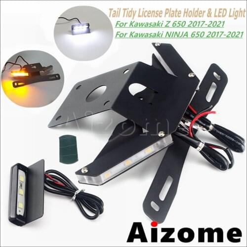Rear Tail tidy License Plate Holder and LED Turn Signal Lights for KAWASAKI Z 650 NINJA 650 2017 2018 2019 2020 2021 Motorbikes