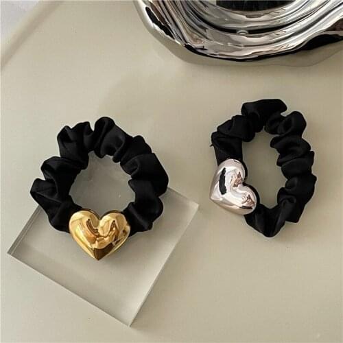Women Vintage Gold Alloy Hair Ties Girl Fashion Black Hair Rope Ponytail Rubber Band