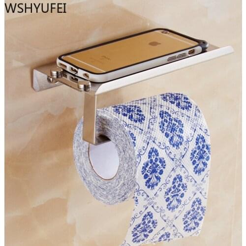 1pcs/lot new stainless steel mobile phone compartment toilet paper towel holder toilet bathroom overweight rack free shipping