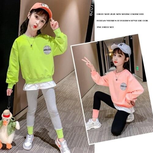 Girls Suits Sweatshirts + Pants 2pcs Kids Cotton Tracksuit 2021 Soft Spring Autumn Uniforms Sport Teenagers Outwear Children Set