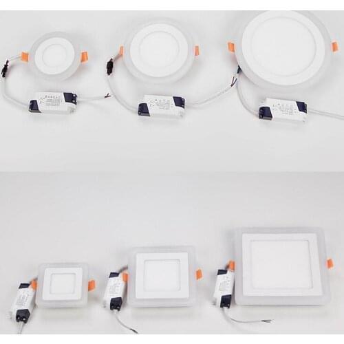 3 Model Round Square blue+white double color Led Panel Light 5w/9w/16w/24W AC85-265V Recessed LED Ceiling downlight down lights