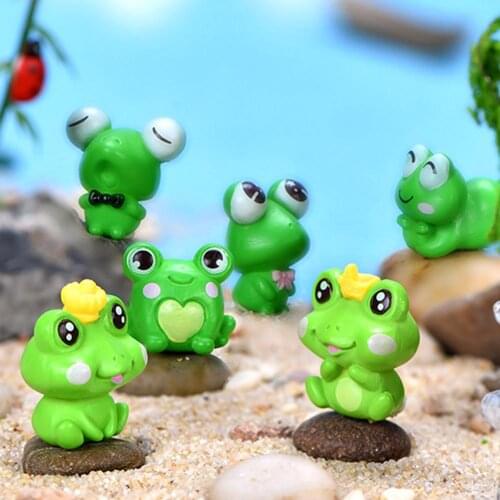 6Pcs Plastic Mini Cute Frog Figurine Model Ornament Fairy Garden Bonsai DIY Micro Landscape Decoration Crafts Gift