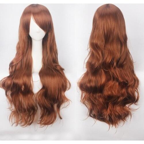 80 cm long curly light brown dark brown blonde cosplay wigs Synthetic hair Halloween 80cm Long blonde brown Wavy Wigs women