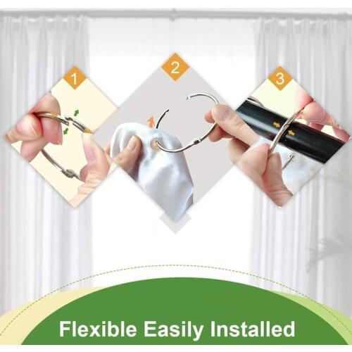 ABZS 30Pcs Shower Curtain Hook Opening Ring Curtain Ring Stainless Steel Round Hanging Ring Movable Clasp