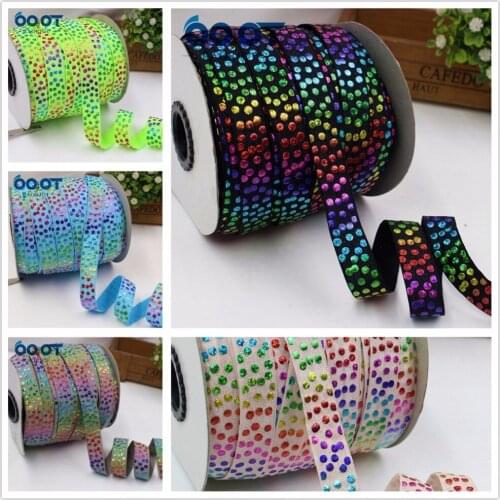 OOOT BAORJCT 176282,16MM hot color print Dots Elasticity ribbon,10 yards DIY handmade hair accessories Material,free shipping