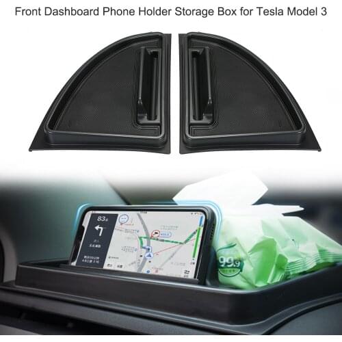Car Front Dashboard Phone Holder Storage Box Center Container Coins Tray Storage Box auto styling for Tesla Model 3