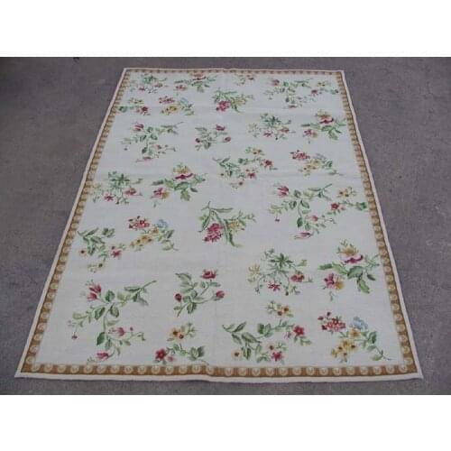 Free shipping 4'X6' needlepoint rugs,New Zealand woolen rugs aubusson designs Light Green