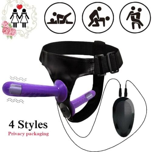 Big Double Dildos Strapon Dildo Vibrator for Women Vibrating Strap on Double Dildos for Lesbian Strapon Penis with Harness Belt