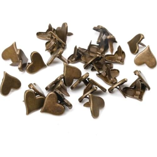 Bronze Heart Brads Scrapbooking Embellishment Fastener Brads Metal Crafts For shoes Decoration 50PCs 11x10mm CP1514-FD