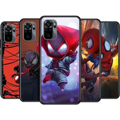 Cute Cartoon Steel Spider For Xiaomi Redmi Note 10S 10 9T 9S 9 8T 8 7S 7 6 5A 5 4X 4 Pro Max 5G Phone Case