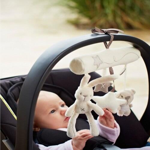 Rabbit music hanging bed safety seat baby plush toy Hand Bell Multifunctional Plush Toy Stroller Mobile Gifts