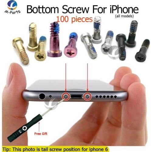 100pcs / Bag Bottom Screw For iPhone 4 4S 5 5S 5C 6 6S Plus 7 8 Plus X 5C + Skid Proof Paint + 5 Star Screw free gift