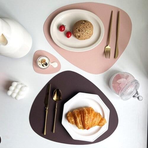 HOT Triangles Insulation Table Mat set Leather Pad Non Slip Coasters Heat-Resistant Anti-scalding Placemat Household