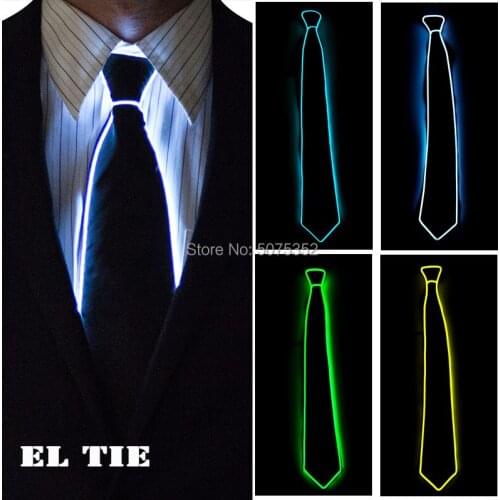 GZYUCHAO EL Illuminated Men Ties Flashing Light Up Suit Neck Tie EL Cold Light Neon Led Tie For Wedding Party Halloween