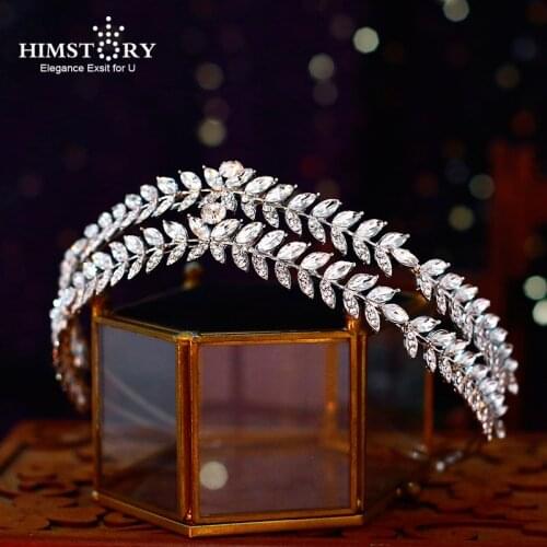 HIMSTORY Olive Branch Bridal Hair Crown Wedding Bridal Hair Jewelry Princess Headpiece Accessories De Noiva