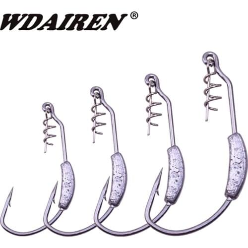 5pcs/lot crank jig hook with springs Barbed Lead Offset fishing fish hooks Fit for Texas Carolina Florida Rigs Fishing tackle