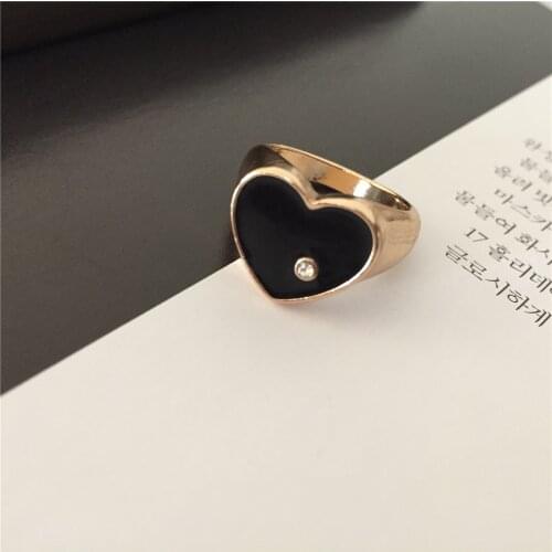 Love Small Stone in the Black Heart Shape Ring For Women Girl Dainty Jewelry Girls Party Wearing High Quality