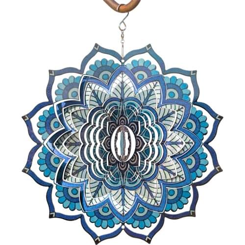 3D Stainless Steel Metal Mandala Geometric Pattern Wind Chime-hanging Wind Spinner Terrace Garden Fashionable Ornament