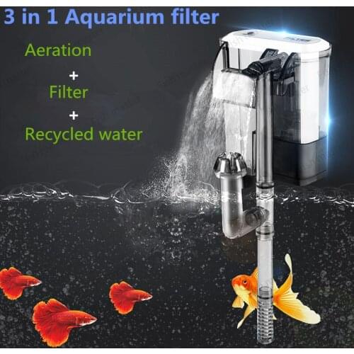 Miniature aquarium crystal external mini waterfall filter built-in low silent oxygen pump . aquarium fish tank Hanging on filter