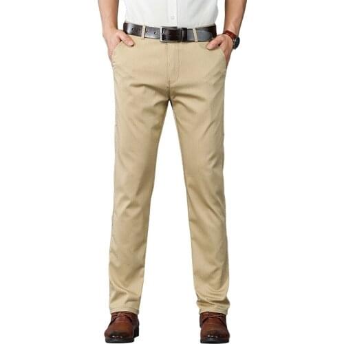 2021 New Arrival Casual Pants Men Mid Waist Straight Formal Long Trouser Adult Solid Color Flat Design Pant Business Men