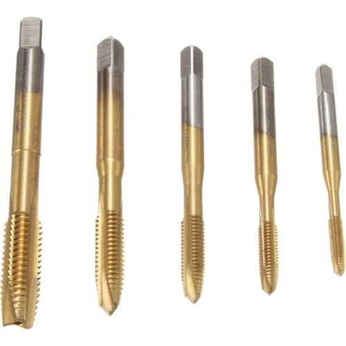 5pc HSS Titanium Machine Hand Tap Tapping Screw Thread Metric Plug Taps 3mm 4mm 5mm 6mm 8mm Die Set Hand Grinding Carving Tool