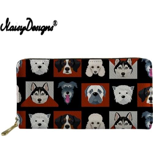 NOISYDESIGNS Luxury Dog Women Hand Wallets Pattern stitching Clutch Purse Leather Holder Cartera Card Zipper Ladies Phone Bags