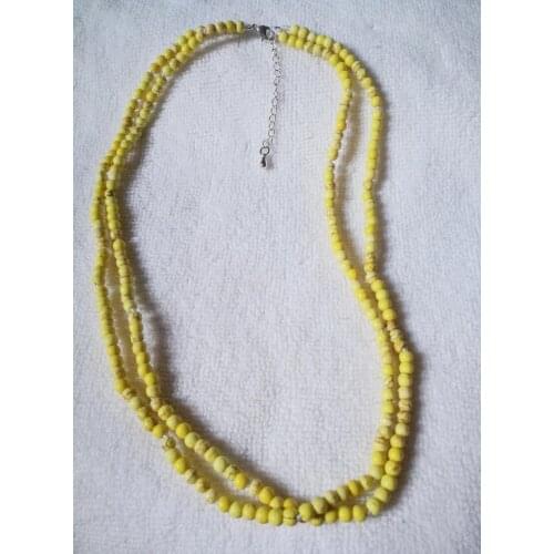 2 rows Charm jewelry 4mm yellow stone handmade Necklace chain clasp fashion woman 14'' 35cm 18'' 45cm