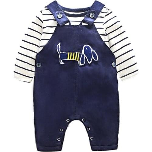 Newborn Clothes Cotton letter Printed T-shirt With Demin Overalls Children Clothes Baby Boys Clothes Summer Children Clothing