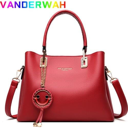 Casual Pu Leather Shoulder Bags for Women 2021 Fashion Pendant Crossbody Bag Elegant Ladies Totes Large Capacity Top-handle Bag