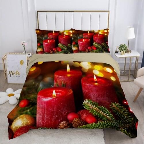 Christmas santa claus Duvet cover set 200x200 Bedding set Twin Queen King Double Bed linens Quilt cover Bedclothes candle