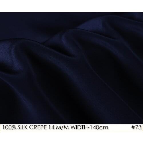 SILK CREPE DE CHINE 140cm width 14momme Natural Pure Silk Fabrics Men Shirts Cloth Midnight Blue NO 73