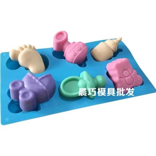 Supply silicone cake mold handmade soap mold pram baby bottles feet mould