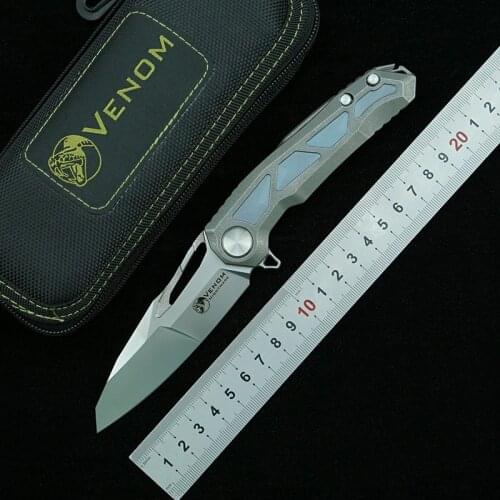 Kevin John VENOM Nightmare Folding Knife M390 Blade Titanium Alloy + Carbon Fiber Handle Outdoor Camping Fruit Knife EDC Tool