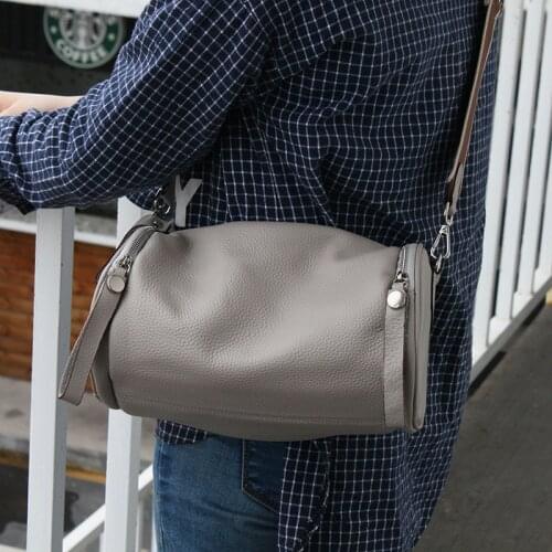 2021 Crossbody Bags For Women Soft Genuine Leather Fashion Cylindrical Bag Trendy Spring New Shoulder Messenger Small Handbag