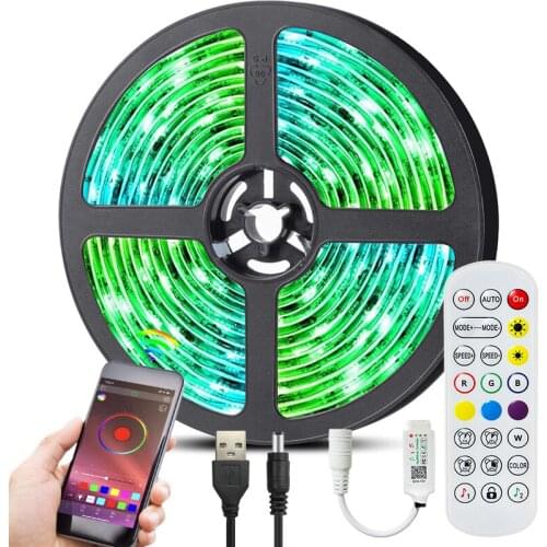 LED Strip Lights USB SMD 5050 5V Bluetooth Music Sync Suitable for Room Decoration Lamp Desktop Screen BackLight Diode RGB Tape