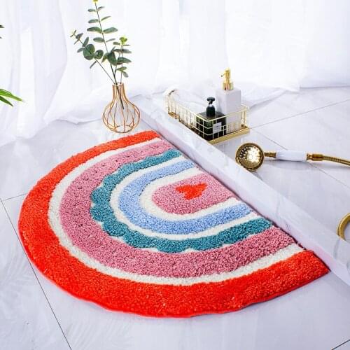 Tufted Bathroom Anti-slip Mat Absorbent Floor Mat Flocking Carpet Entrance Doormat Entrance Hall Door Mat Rainbow Rug Daisy Rug