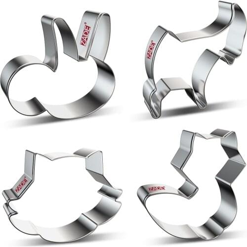 ZADE Fox Raccoon Sloth Goat Cookie Cutters For Animals Biscuits Treats Biscuit and Fondant Cutter - Stainless Steel