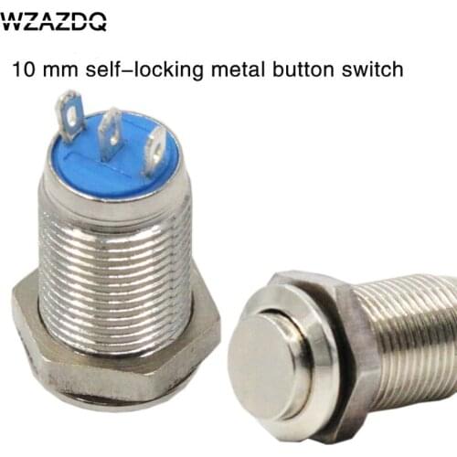 10 mm high self-locking metal push button switch 1 normally open normally closed three feet