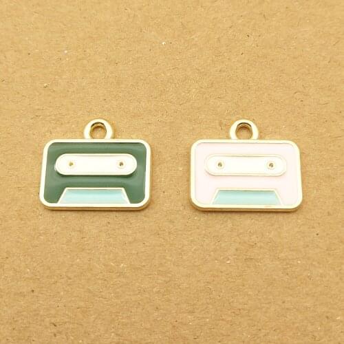 10pcs 13x15mm enamel tape charm for jewelry making cute earring pendant bracelet necklace charms diy design charms