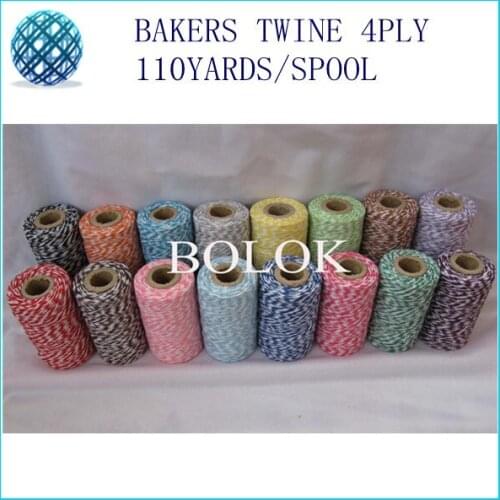 2000pcs/lot cotton twine thin 4ply twine (110Yards/spool) cotton bakers twine used for wedding, christmas