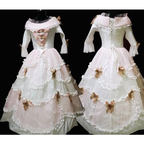 2020 New white victorian Halloween Cosplay dress Colonial Georgian Renaissance Gothic Historical dress D-502