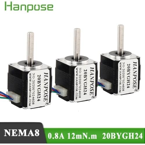 3pcs New products 20 Series motor Nema8 Stepper Motor 20BYGH24 0.8A 12mN.m 24mm motor for 3D Medical machinery accessories