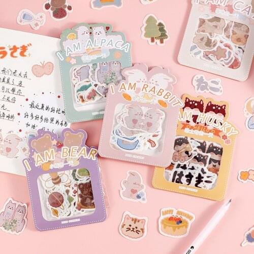 30Pcs/set Cat Hand Account Sticker pack Small Creative Cute Cartoon Animal Hand Account Diary Decoration Painting stationery