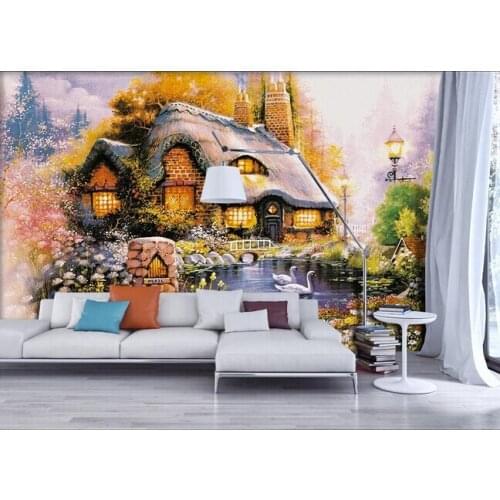 The custom 3D murals,European fairy tale in Europe and America cottage oil painting,living room sofa TV wall bedroom wall paper