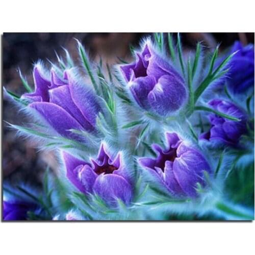 3d Full Round Rhinestones Diy Mosaic Diamond Painting Cross Stitch Square Resin Diamond Embroidery Purple Flower Free Shipping