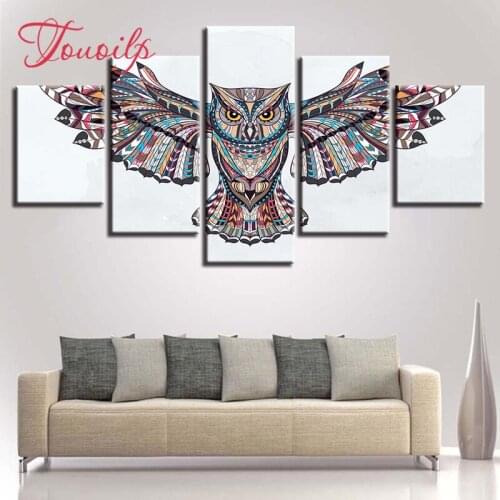 5D DIY Full Square&round 5pcs Animal Colored owl 5d Diamond Painting Combination diamond Embroidery Mosaic Home Decor painting