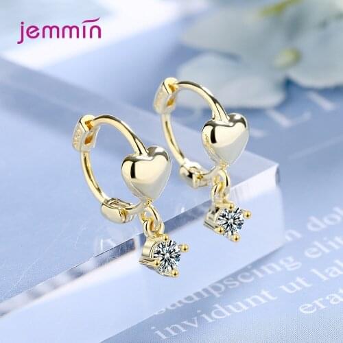 925 Sterling Silver Cute Heart Statement Earrings For Women Girls 2021 Trend CZ Cubic Zirconia Fashion Jewelry Wholesale