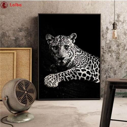 Diamond Embroidery Black and white animal art, leopard 5D DIY Diamond Painting Diamond Mosaic needlework living room decor