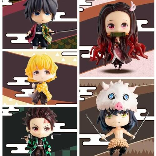 Devils Blade Anime Figures Demon Slayer Kamado Tanjirou Nezuko PVC Action Figures Collectible Model Toy Q Version Lovely Doll